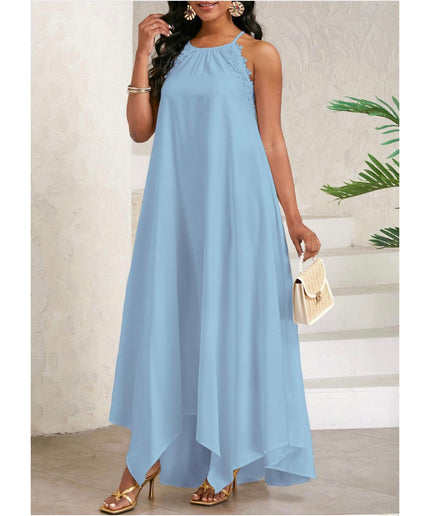 Bow Back Spaghetti Strap Backless Elegant Dress.