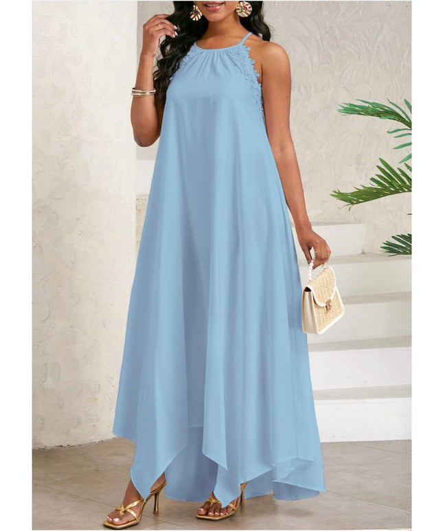 Bow Back Spaghetti Strap Backless Elegant Dress.