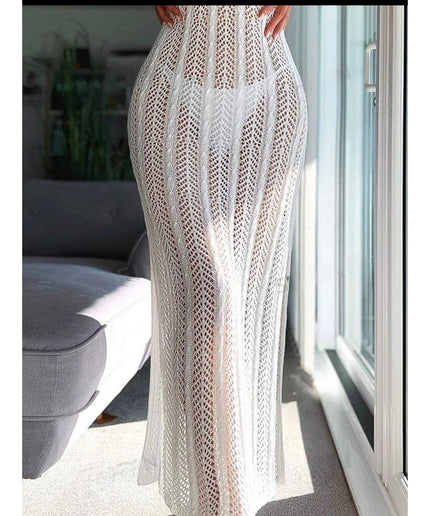 Backless Crochet Knitted Bikini Cover Up Dress.