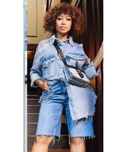 Denim Long Sleeve Button Jacket.