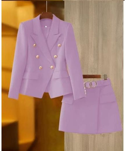 Double Breasted Blazer & Skirt Set.