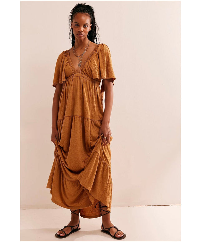 Ruffle Sleeve Maxi Dress