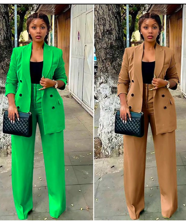 Long Sleeve Blazer and Pants 2 Piece Outfits.