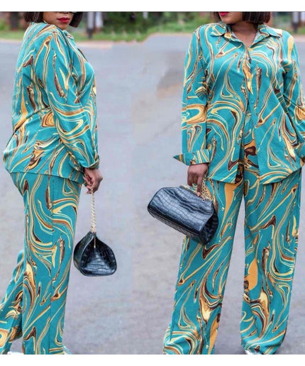 Print long Sleeve Shirt and Palazo Pants Sets