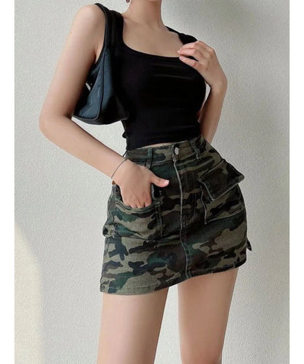 Camouflage Denim Mini Skirts