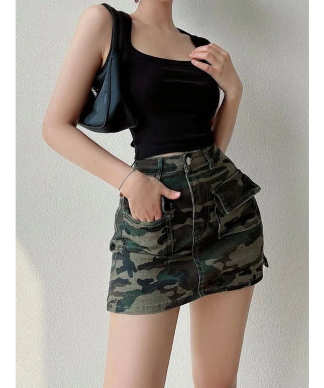 Camouflage Denim Mini Skirts