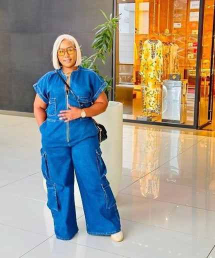 Denim Cargo Jumpsuit.