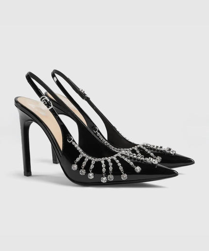 Diamond Embellishment Stiletto Pointed-Toe Shoes.