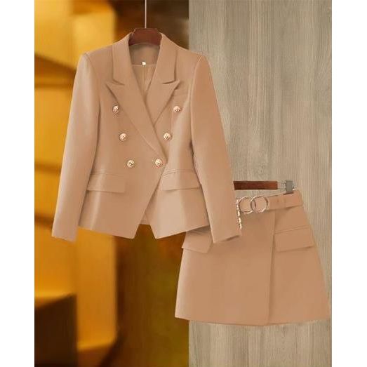 Double Breasted Blazer & Skirt Set.