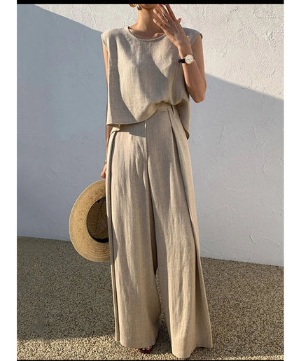 Summer Sleeveless Tank Top And Wide Leg Pants Sets