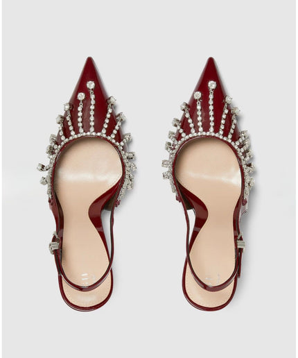 Diamond Embellishment Stiletto Pointed-Toe Shoes.