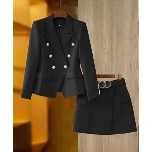 Double Breasted Blazer & Skirt Set.