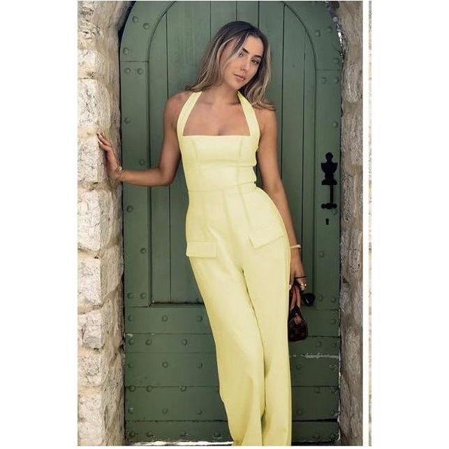 Sleeveless Wide Leg Cargo Jumpsuit.