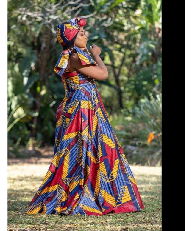 One Shoulder African Print Dress