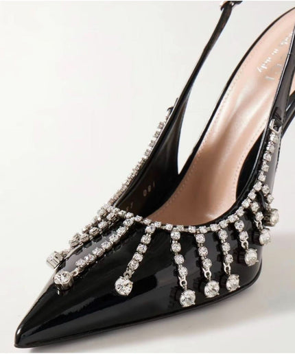 Diamond Embellishment Stiletto Pointed-Toe Shoes.