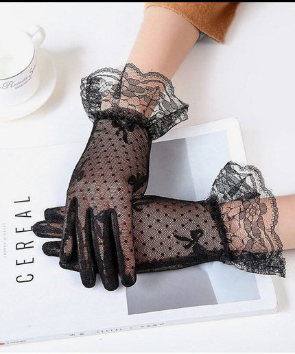 Polka Dot Transparent Gloves Mesh Breathable Thin Lace Gloves Elegant.