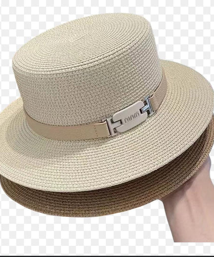 Belt Décor Sun Protection Straw Hat For Vacation.