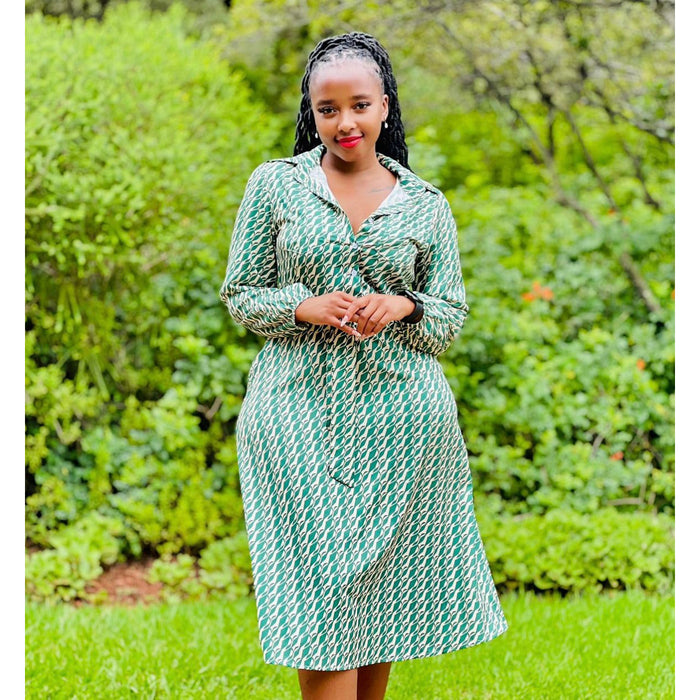 Geometric print shirt top dress