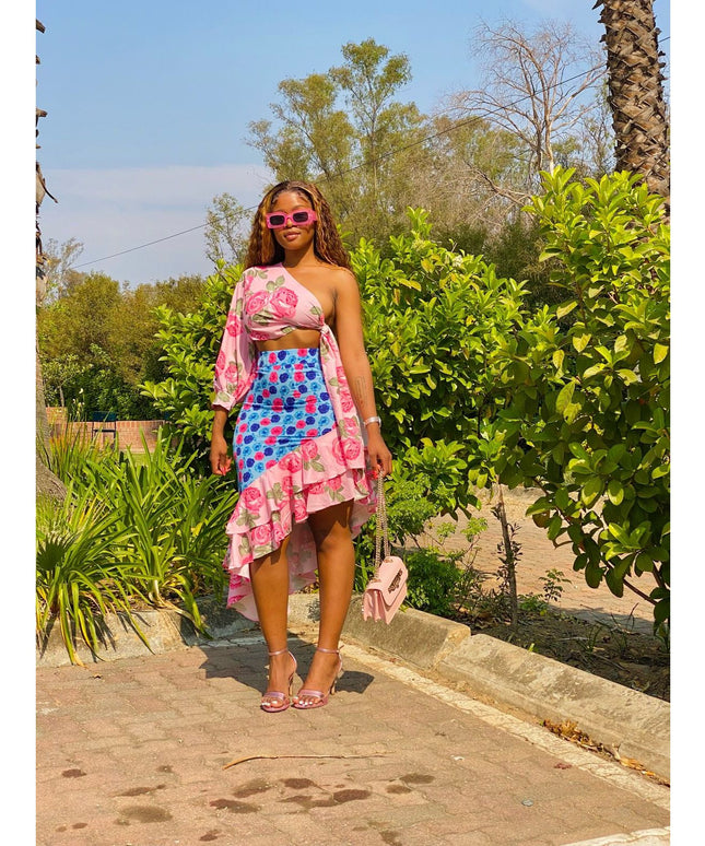 Floral Off Shoulder Top and Skirt Set