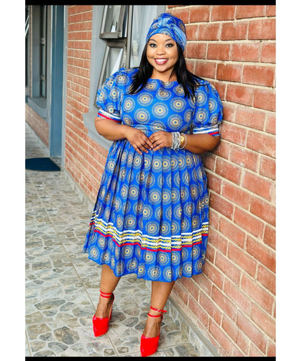 Short Sleeve Round Neck Ankara Dress