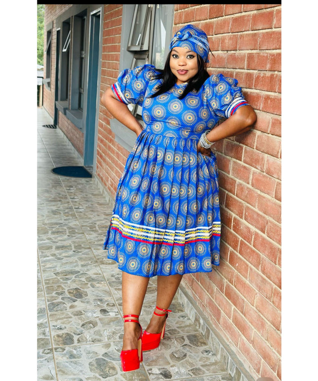 Short Sleeve Round Neck Ankara Dress