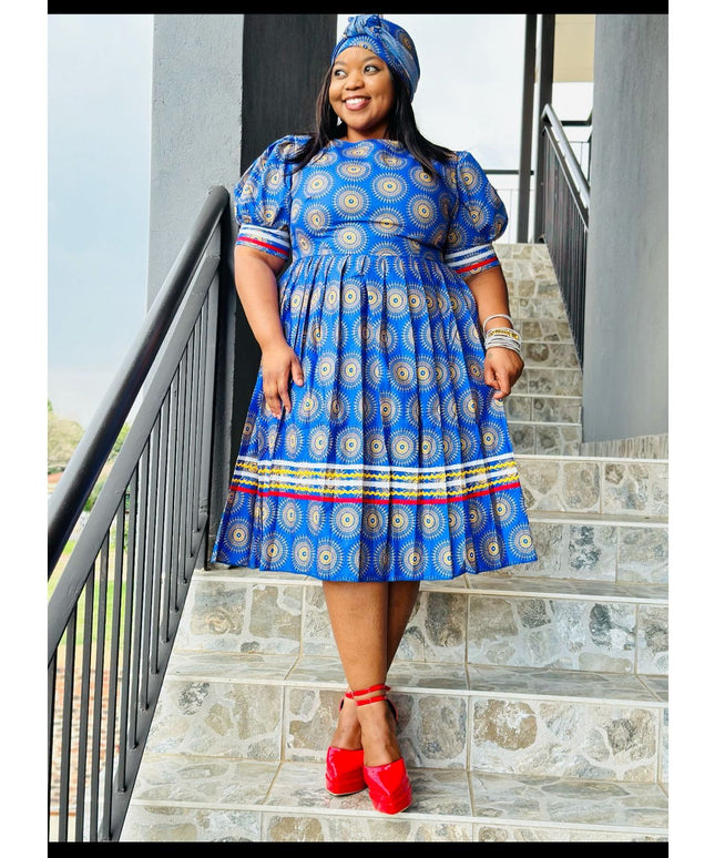 Short Sleeve Round Neck Ankara Dress