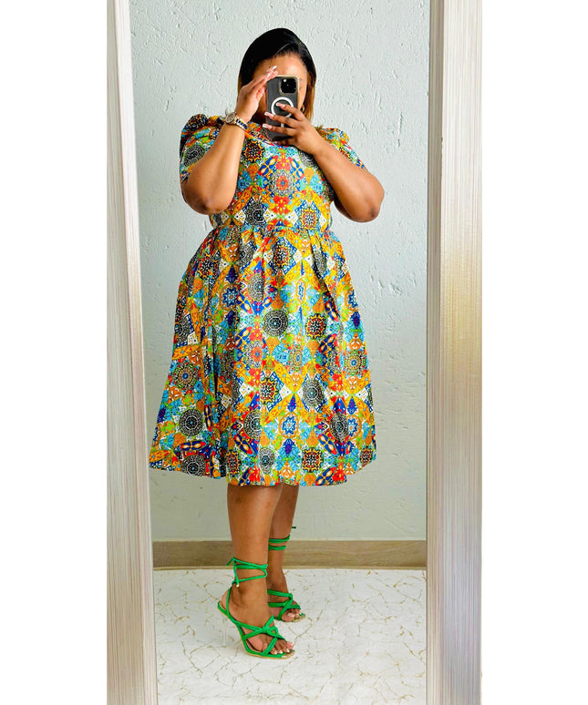 Pocket Short Ankara Dress