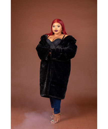 Faux Fur Hooded Coat