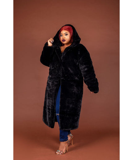 Faux Fur Hooded Coat