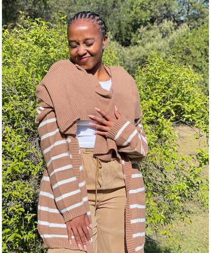 Striped Knitted Jersey and Scarf Set.