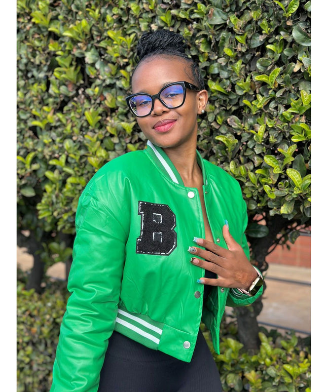 Buttoned Leather Baseball Jacket