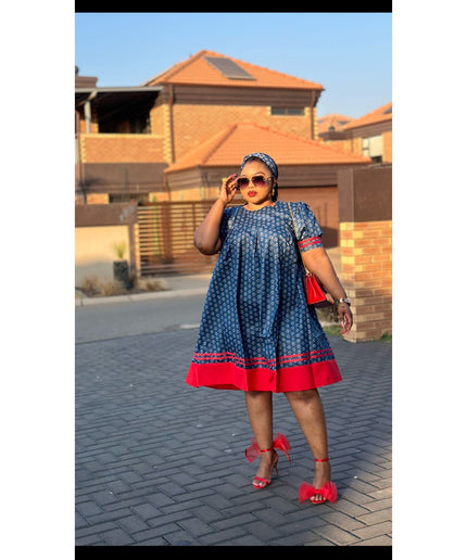 Short Sleeve Bubble Ankara Dress