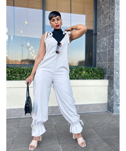 Loose Cold Shoulder V-Neck Jumpsuits