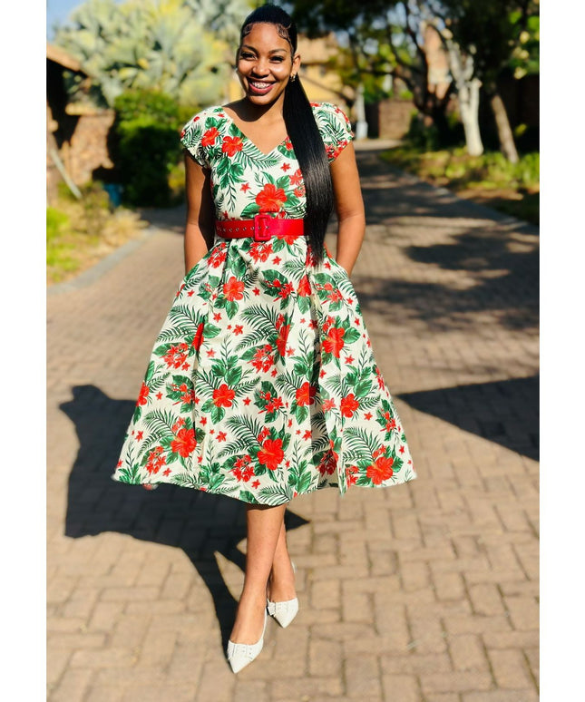 Elegant African Rockabilly Ankara Dress.