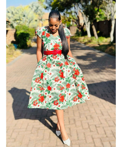 Elegant African Rockabilly Ankara Dress.