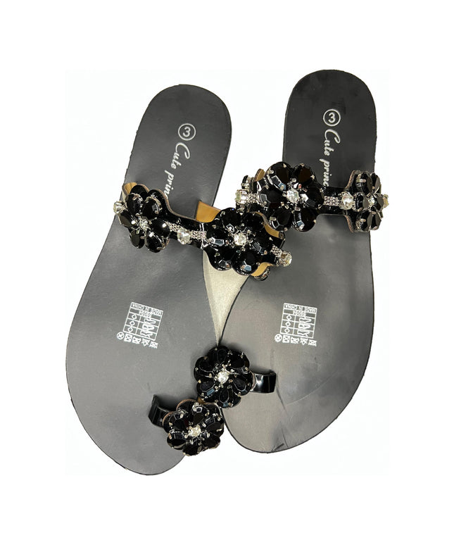 Clip Toe Rhinestone  Flat Sandals