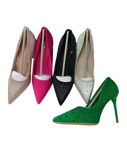 Colored Crystal Pumps High Heel Shoes.