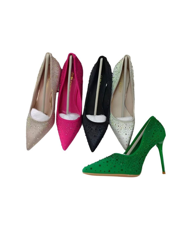 Colored Crystal Pumps High Heel Shoes.