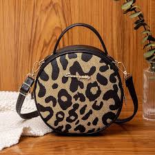 Ladies Vintage Leopard Print Small Round Bag.