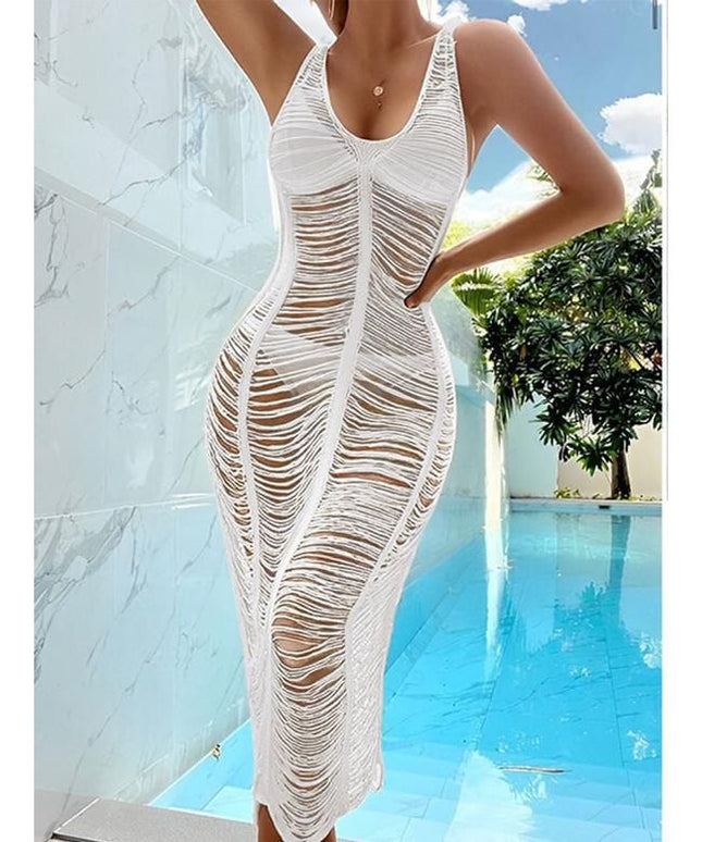 Halter See Through Bodycon Summer Beach Cover Up Swimwear Dresses