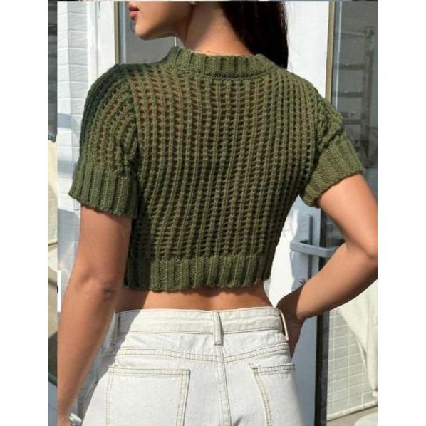 Crochet Tops Short Sleeve Sweater