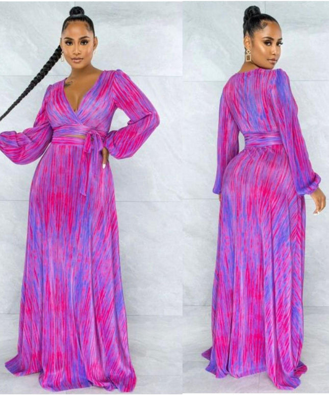 Tie-dye Printed Maxi Asymmetrical Set