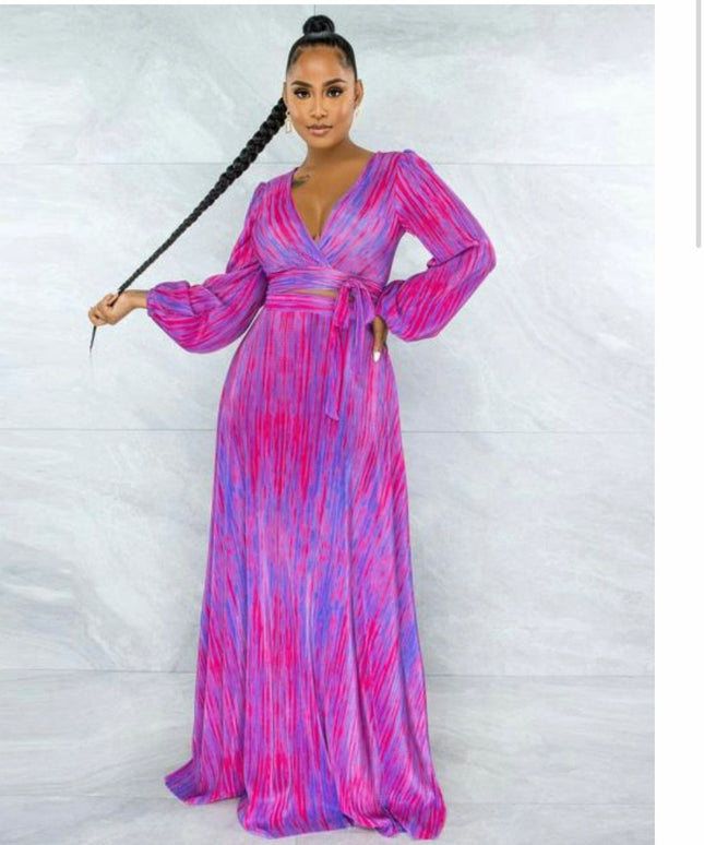 Tie-dye Printed Maxi Asymmetrical Set