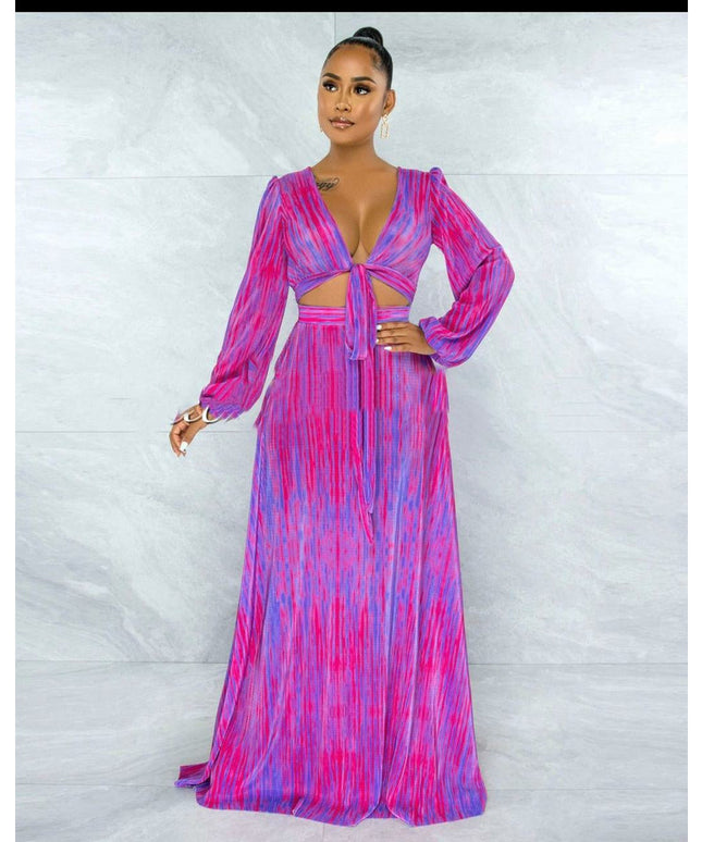 Tie-dye Printed Maxi Asymmetrical Set