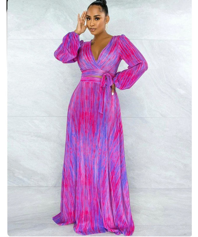 Tie-dye Printed Maxi Asymmetrical Set