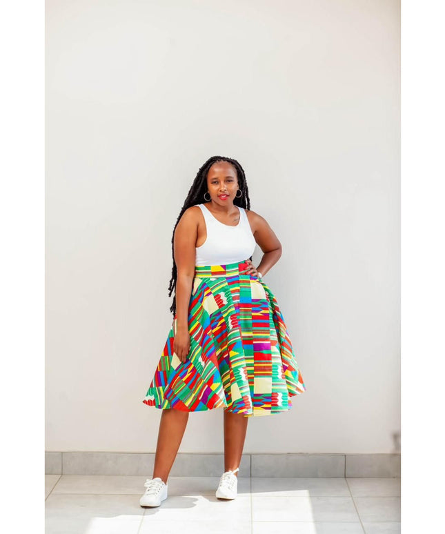 African Print Umbrella Skirt