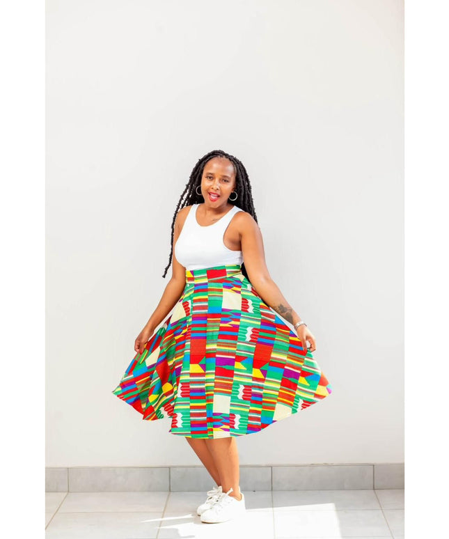 African Print Umbrella Skirt