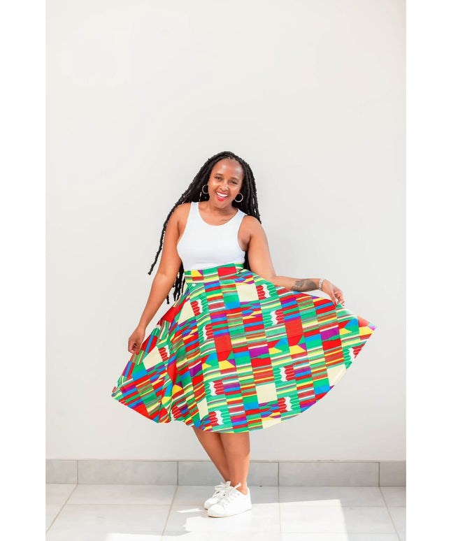 African Print Umbrella Skirt