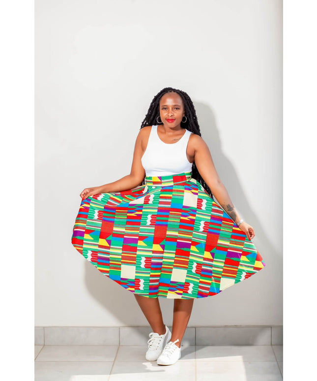 African Print Umbrella Skirt