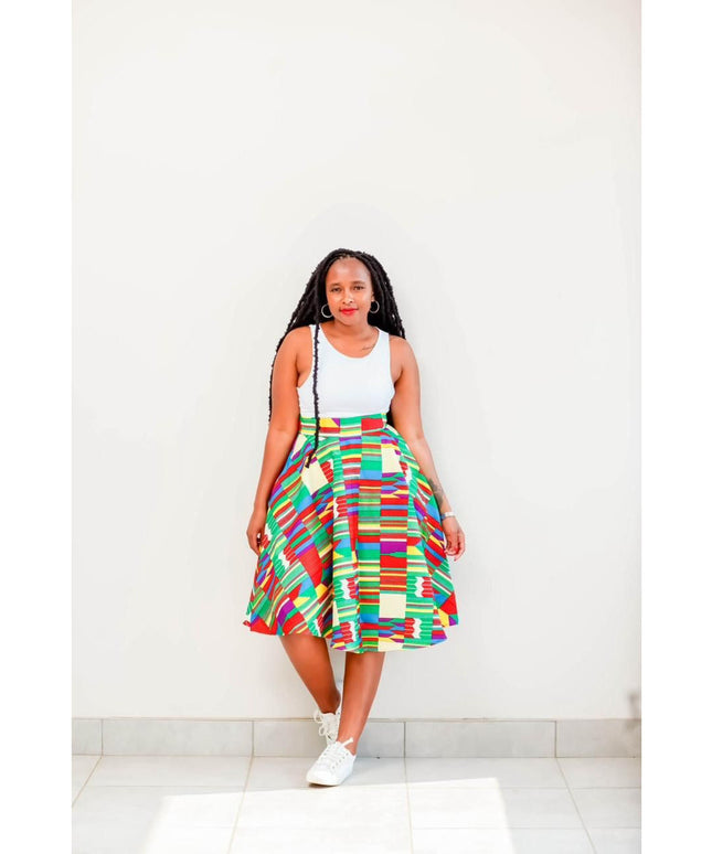 African Print Umbrella Skirt